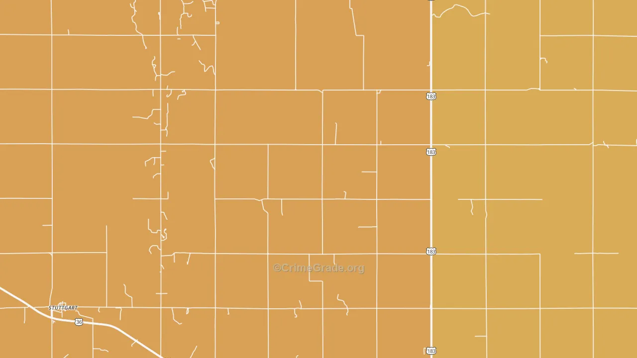 Stuttgart, KS Map of Burglary Rates