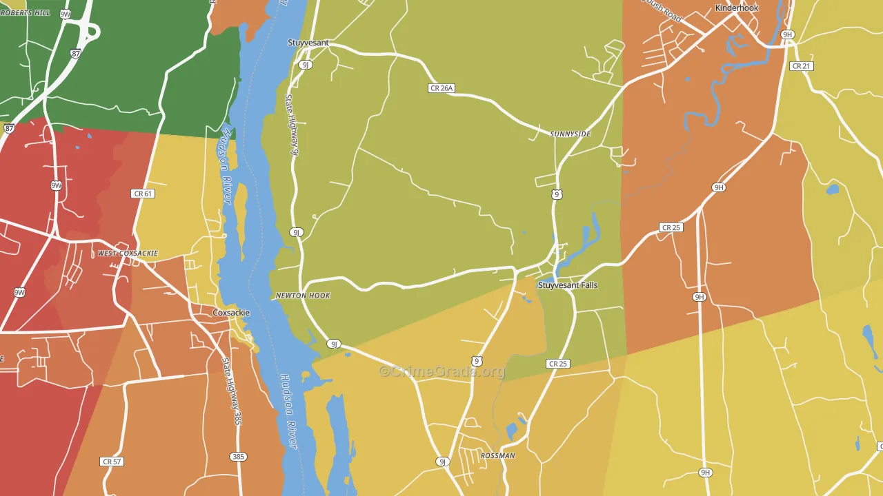 Stuyvesant, NY Map of Burglary Rates