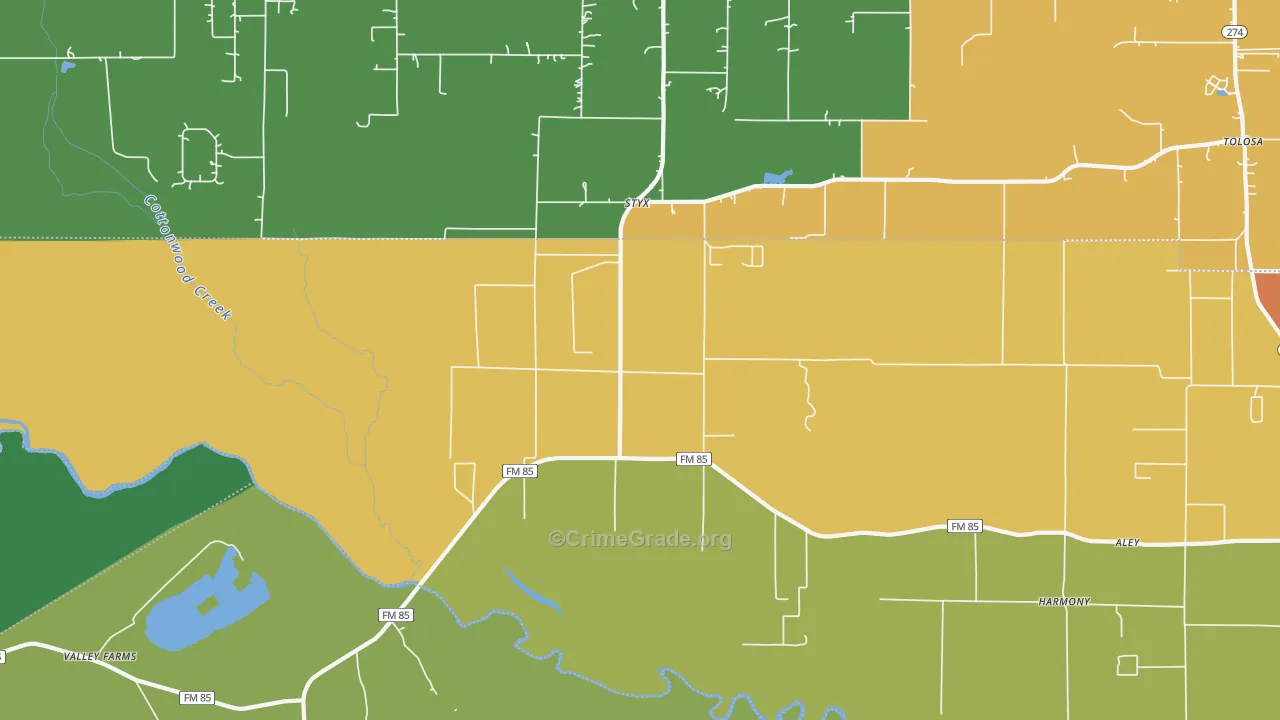 Styx, TX Map of Burglary Rates