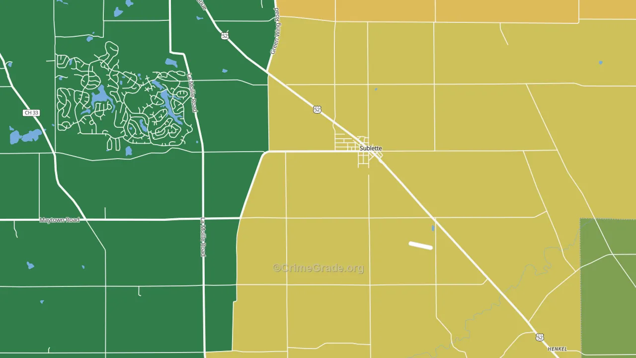 Sublette, IL Map of Burglary Rates