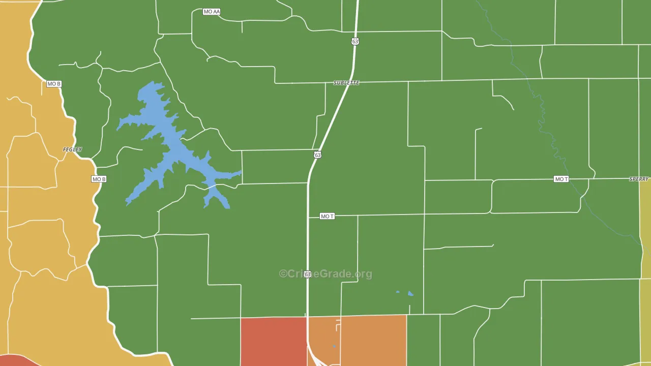 Sublette, MO Map of Burglary Rates
