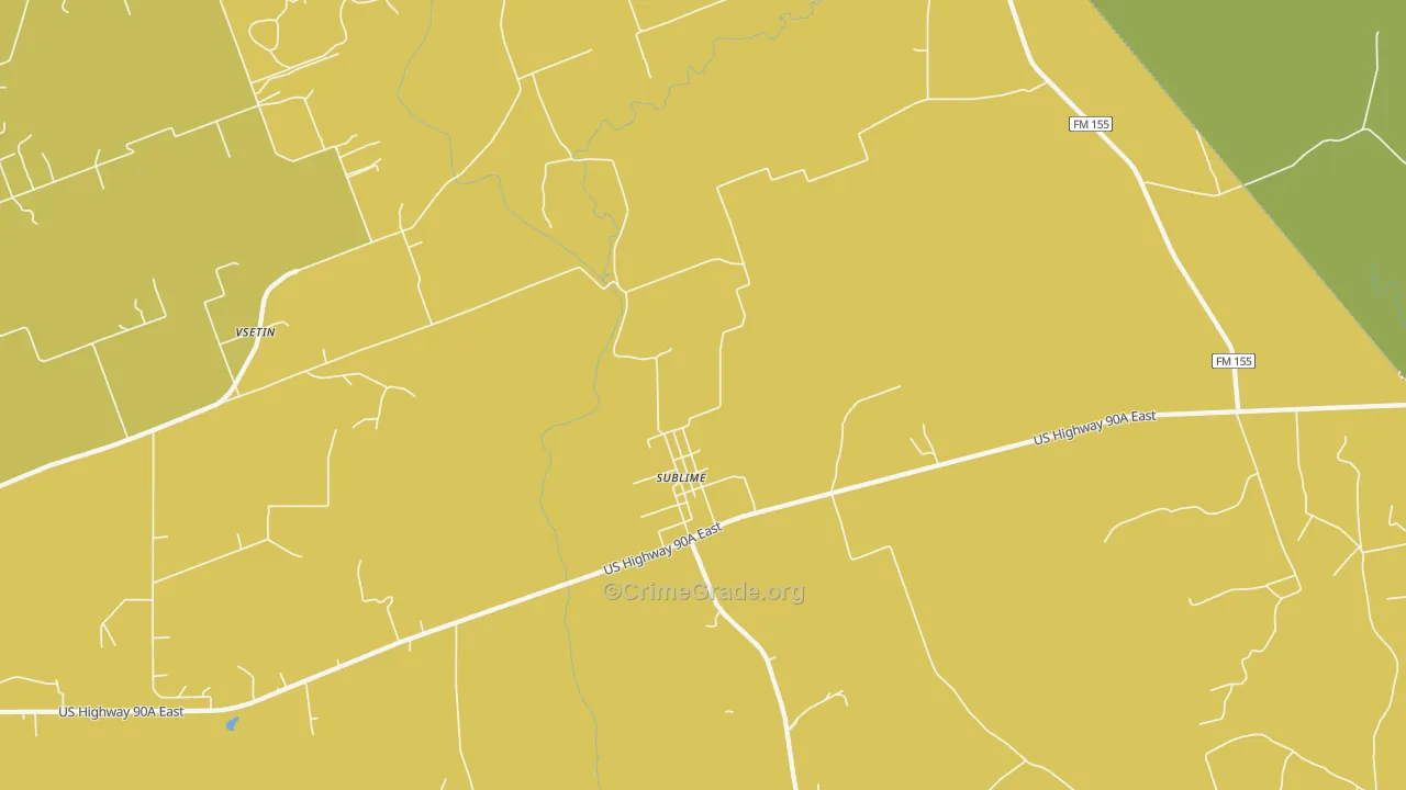 Sublime, TX Map of Burglary Rates