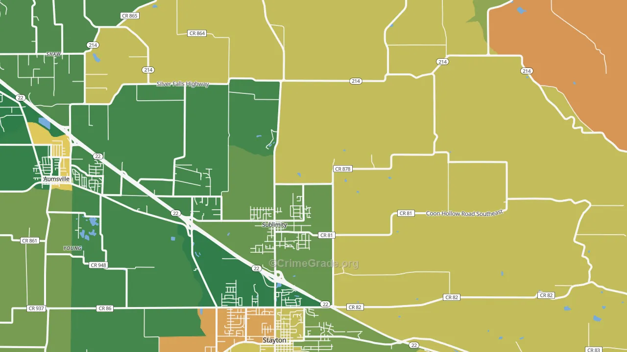 Sublimity, OR Map of Burglary Rates