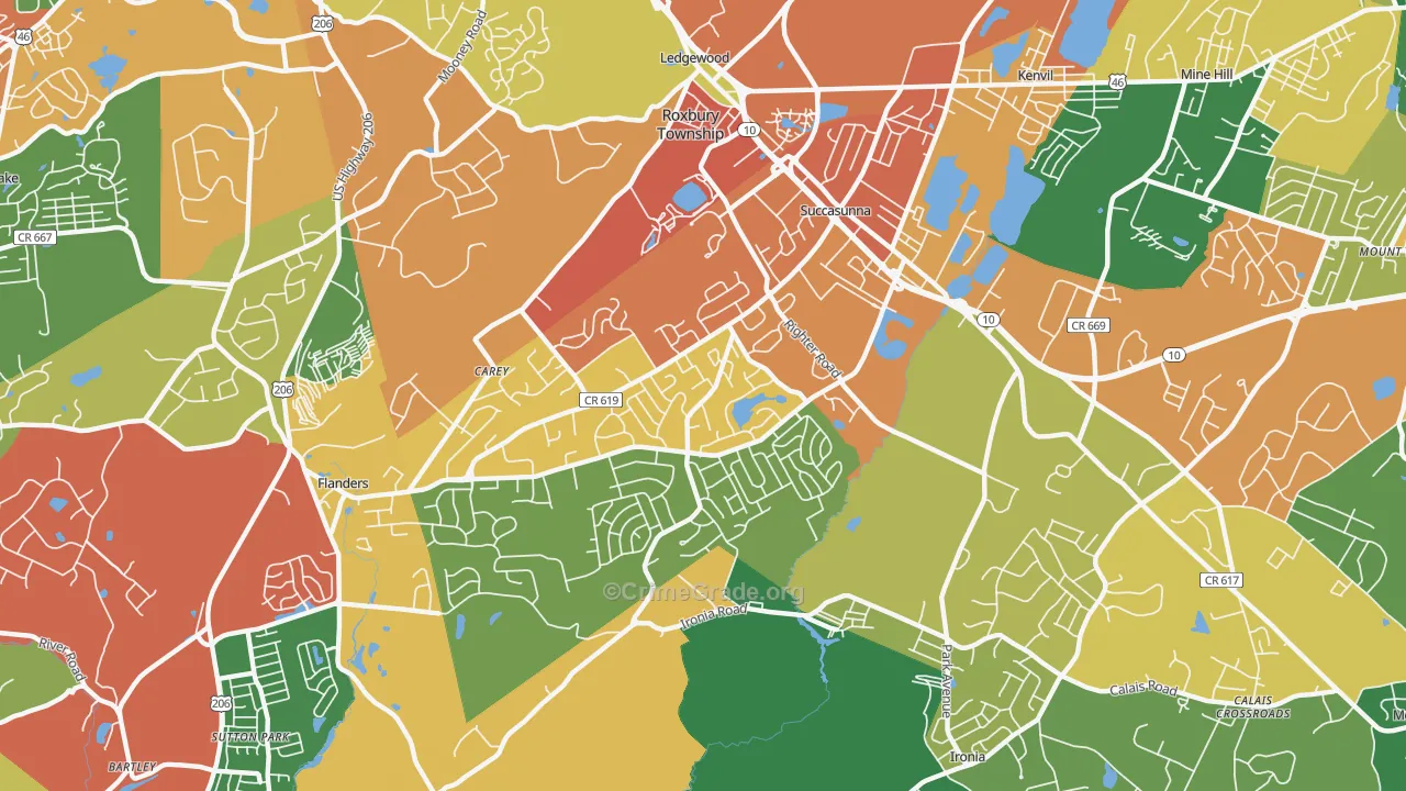 Succasunna, NJ Map of Burglary Rates