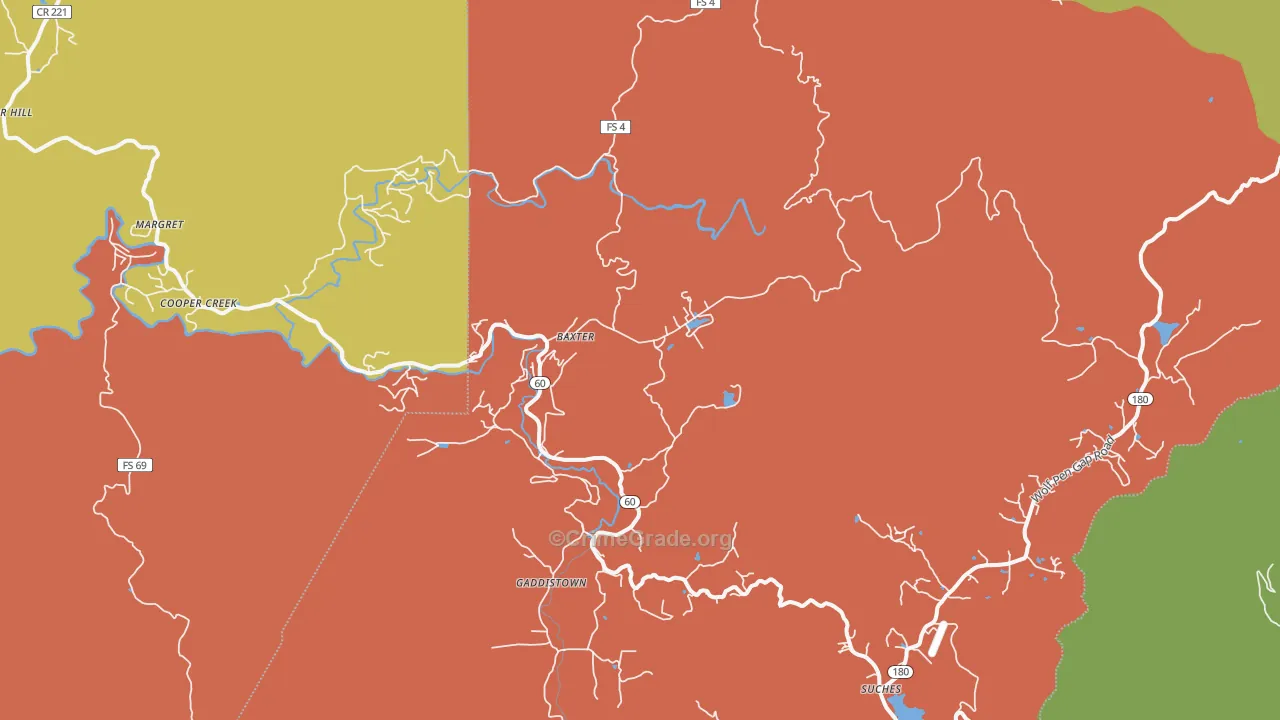 Suches, GA Map of Burglary Rates