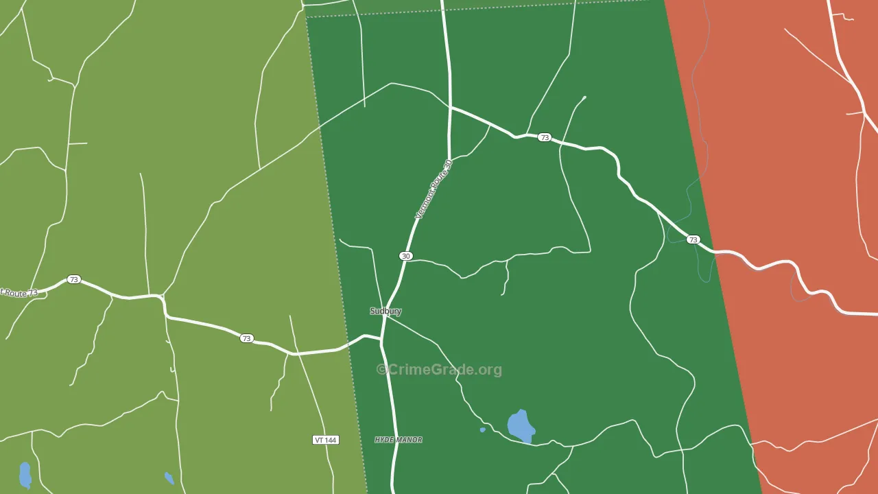 Sudbury, VT Map of Burglary Rates
