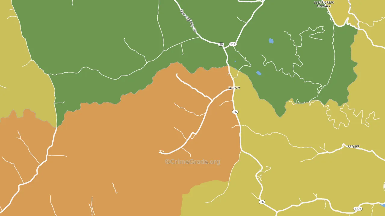 Sudith, KY Map of Burglary Rates