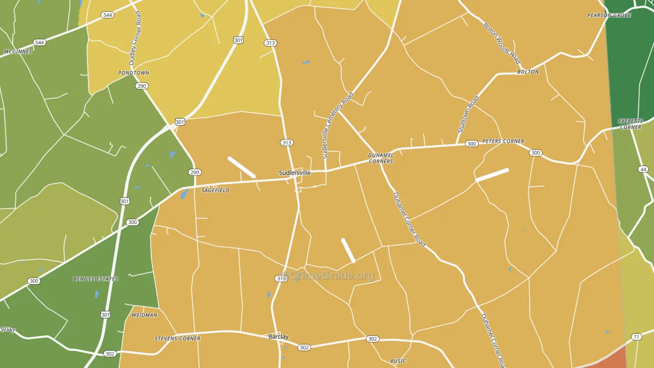 Sudlersville, MD Map of Burglary Rates