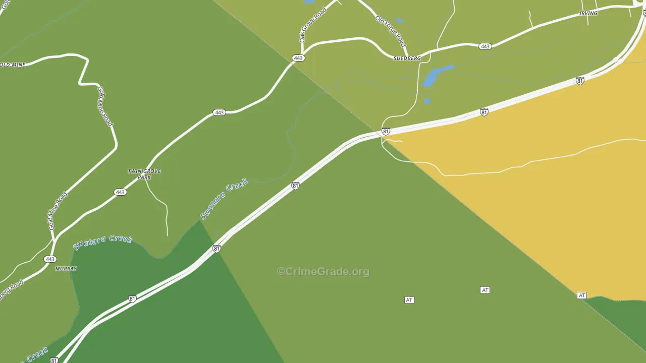 Suedburg, PA Map of Burglary Rates