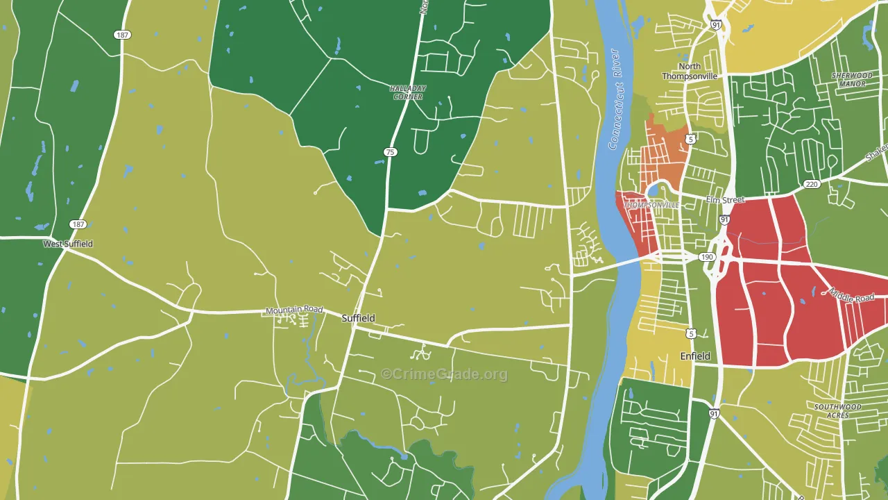 Suffield, CT Map of Burglary Rates