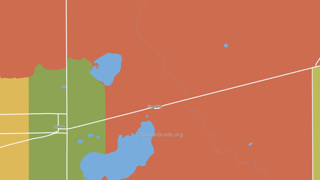 Sugar City, CO Map of Burglary Rates