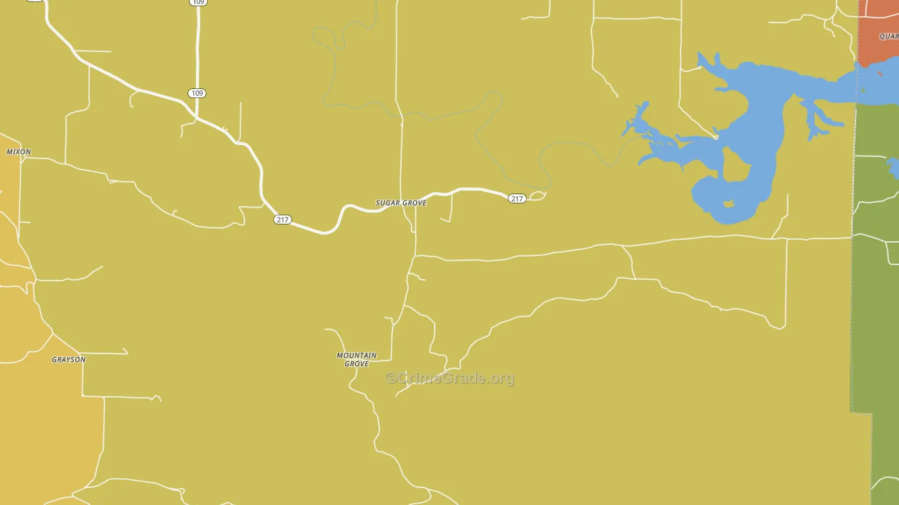 Sugar Grove, AR Map of Burglary Rates