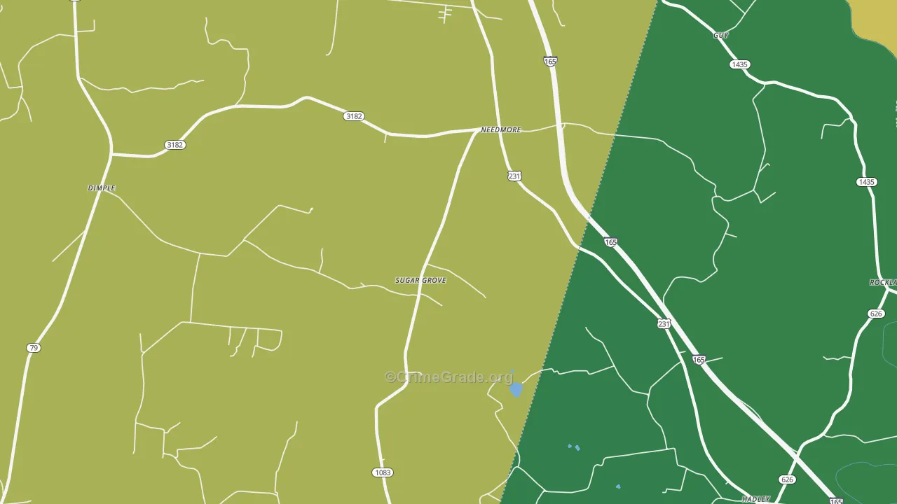 Sugar Grove, KY Map of Burglary Rates