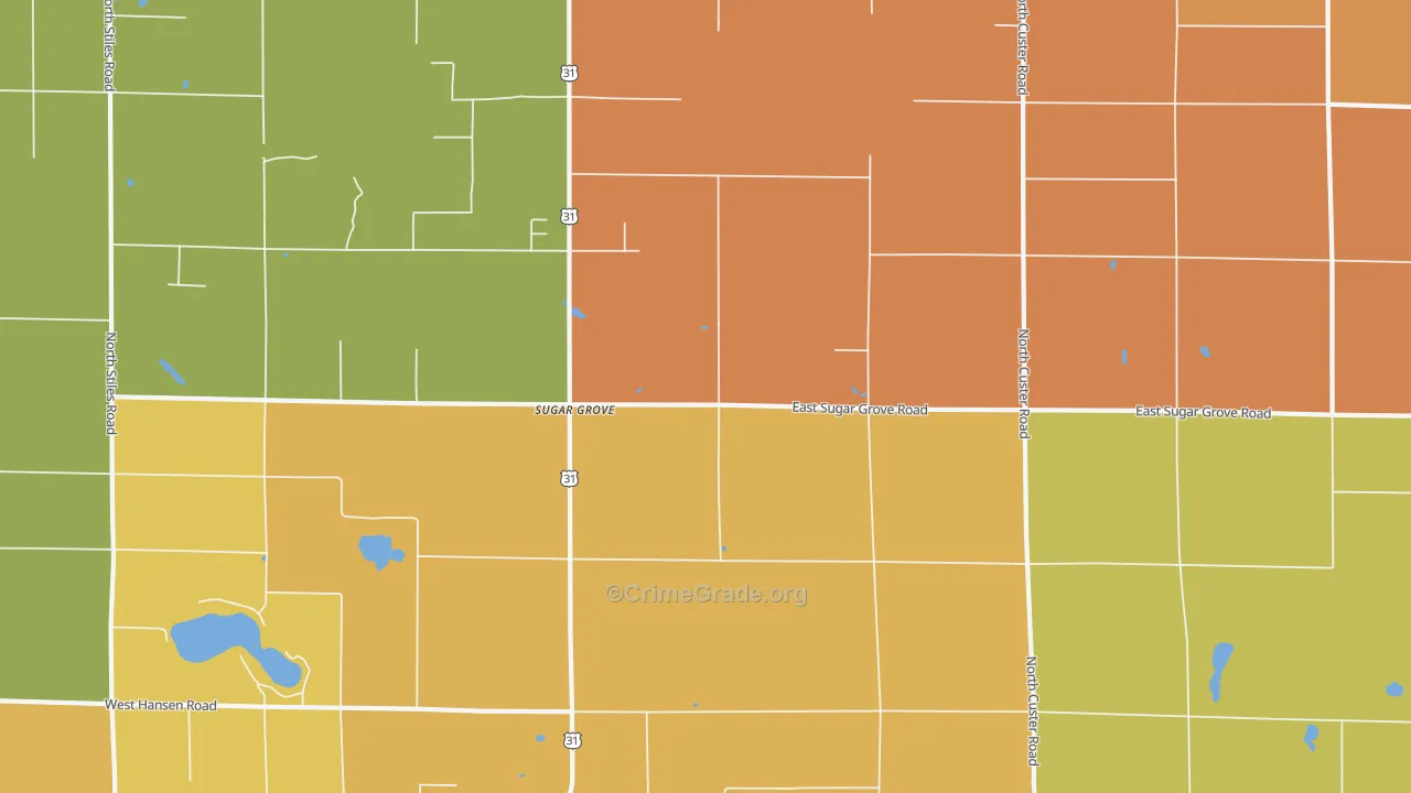 Sugar Grove, MI Map of Burglary Rates