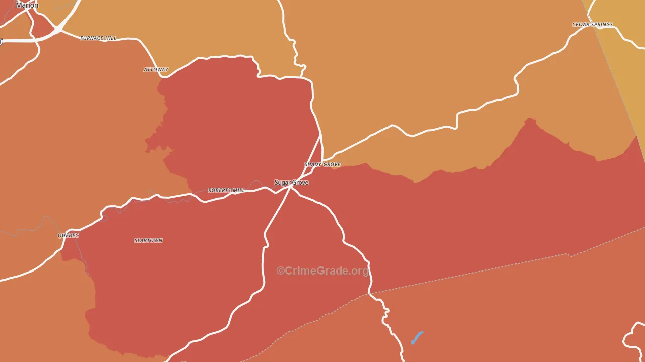 Sugar Grove, VA Map of Burglary Rates