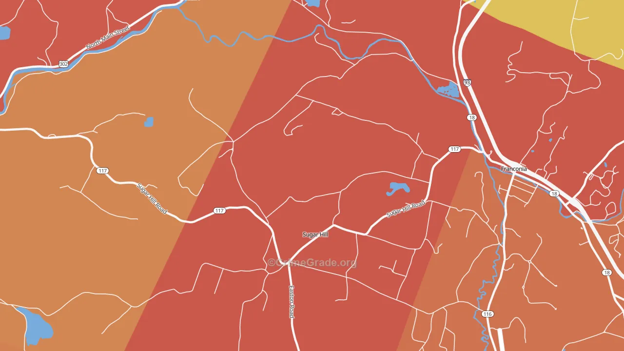 Sugar Hill, NH Map of Burglary Rates