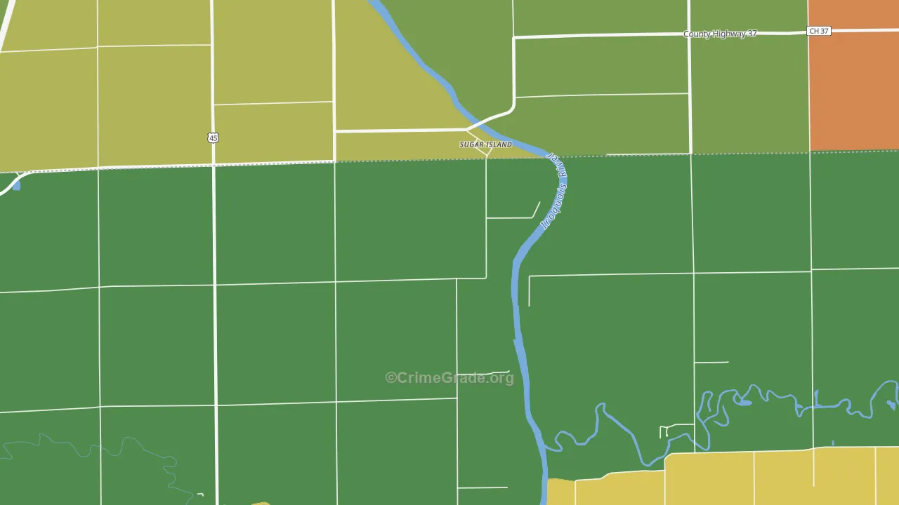 Sugar Island, IL Map of Burglary Rates
