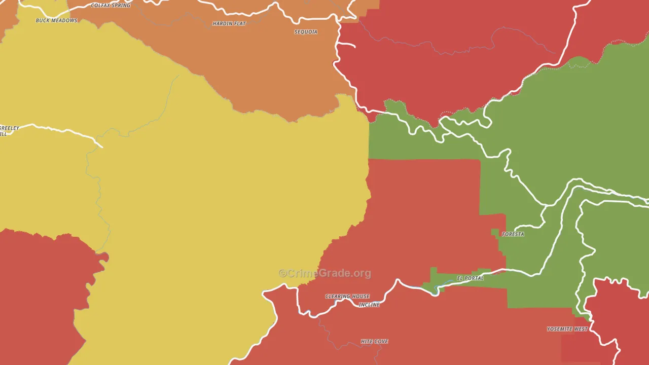 Sugar Pine, CA Map of Burglary Rates