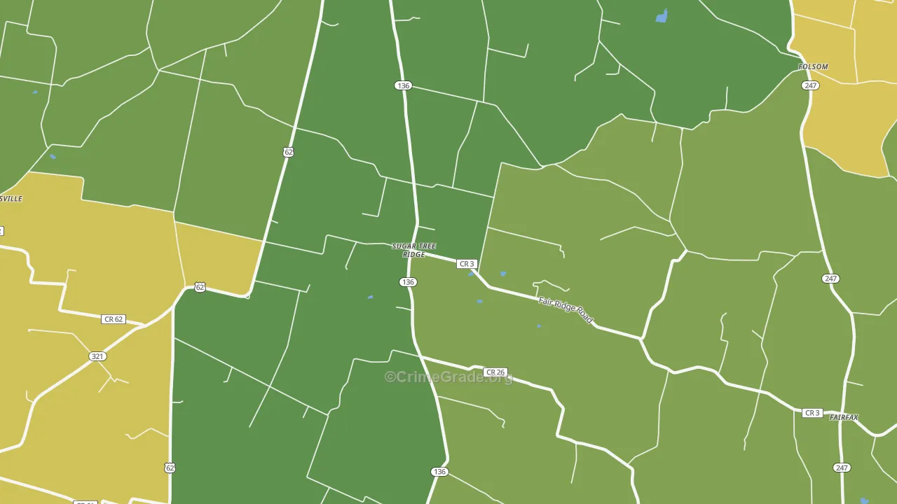 Sugar Tree Ridge, OH Map of Burglary Rates