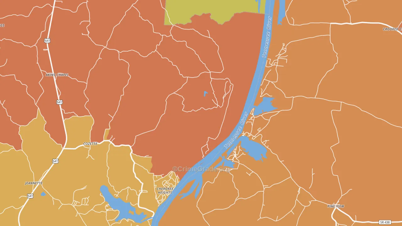 Sugar Tree, TN Map of Burglary Rates