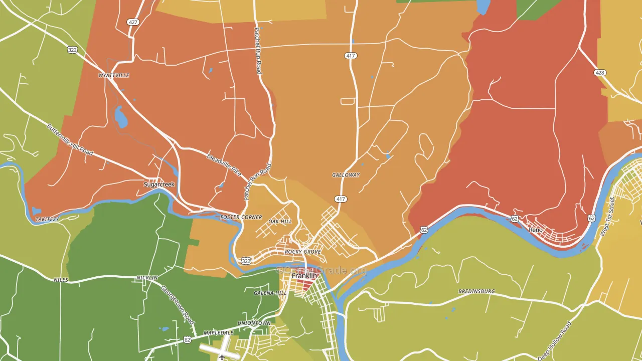 Sugarcreek, PA Map of Burglary Rates