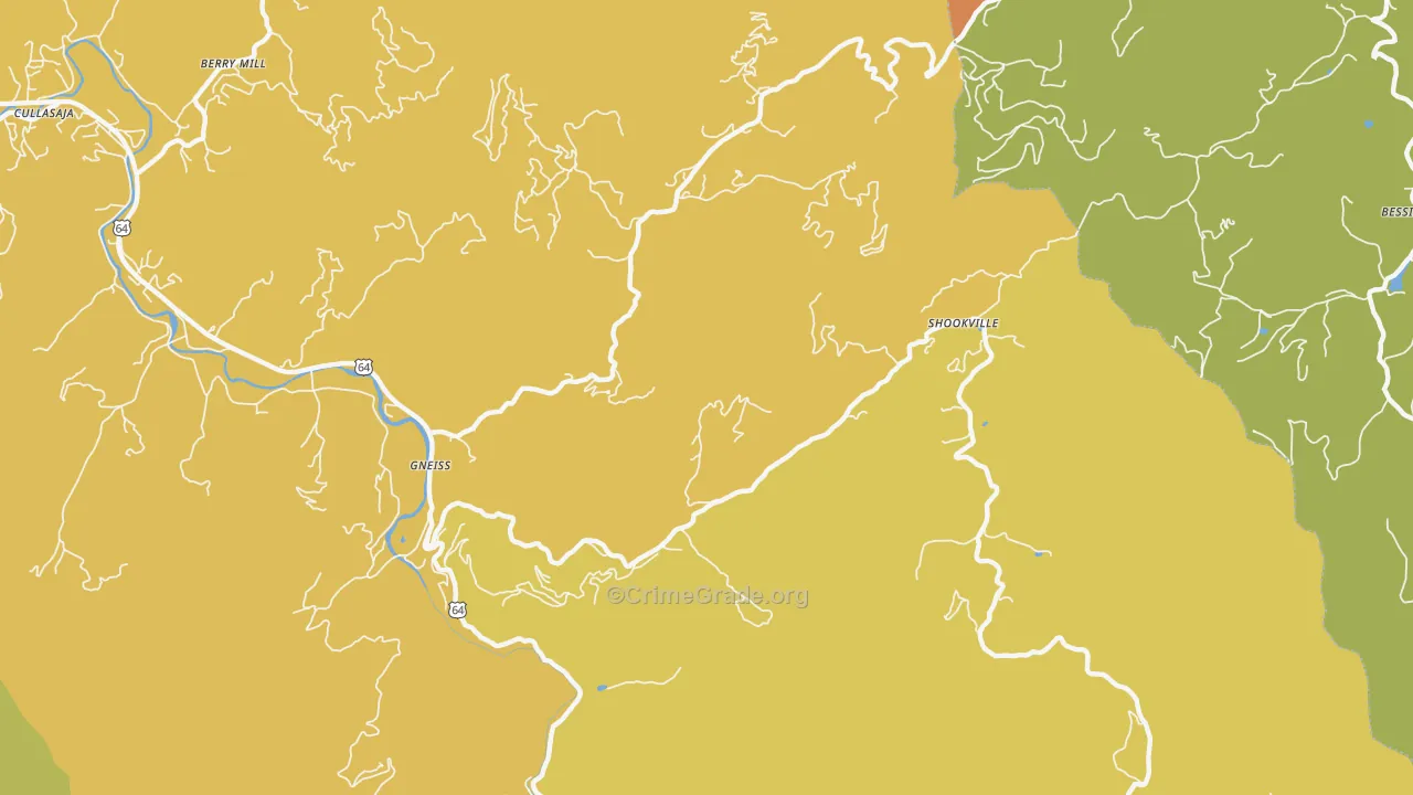 Sugarfork, NC Map of Burglary Rates