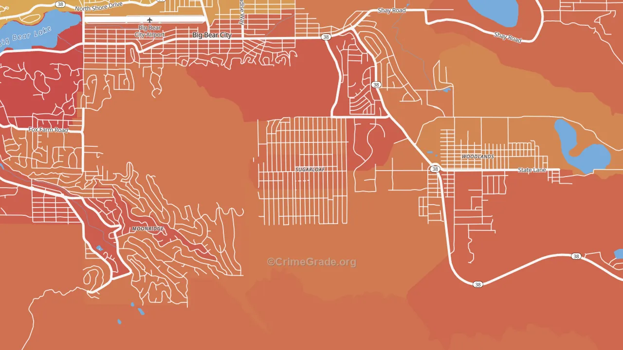Sugarloaf, CA Map of Burglary Rates