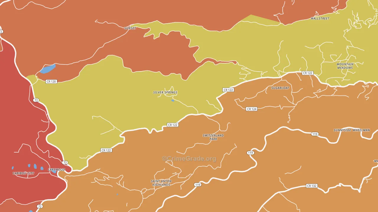 Sugarloaf, CO Map of Burglary Rates
