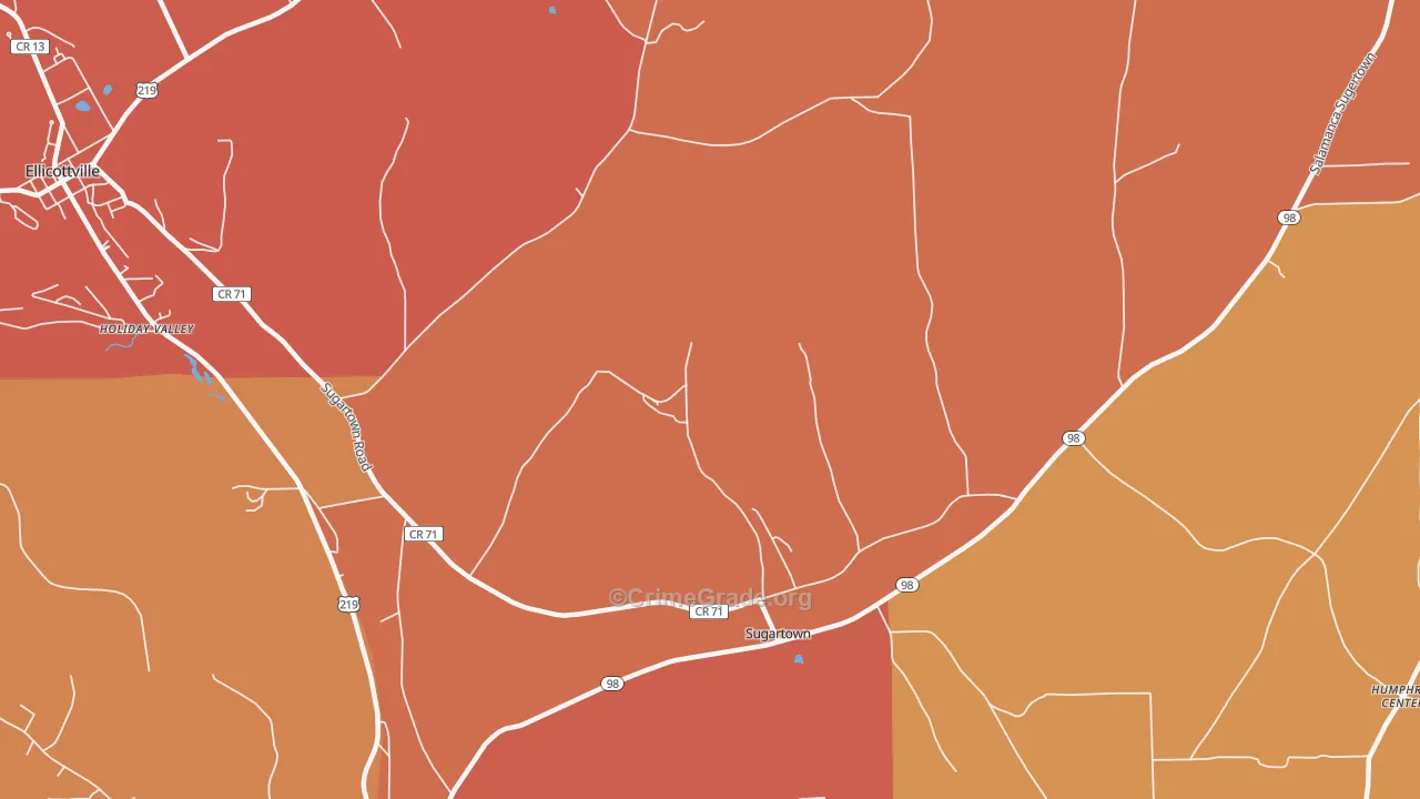 Sugartown, NY Map of Burglary Rates