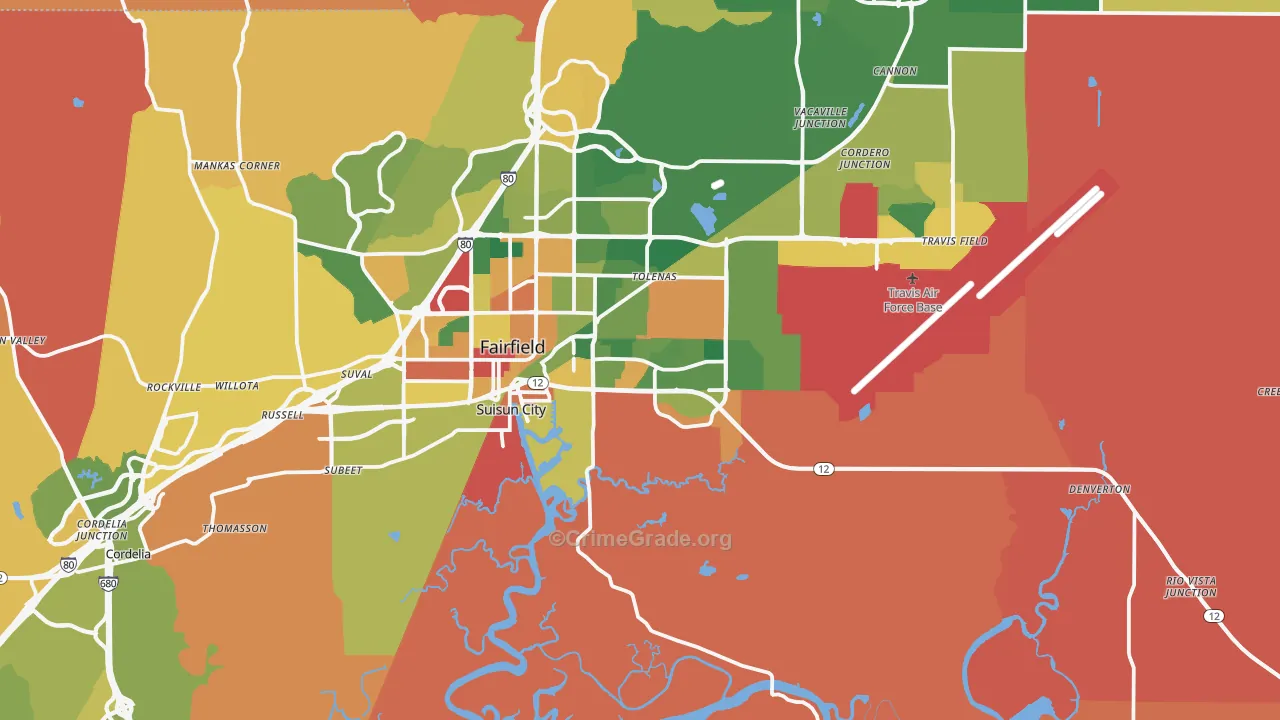 Suisun City, CA Map of Burglary Rates