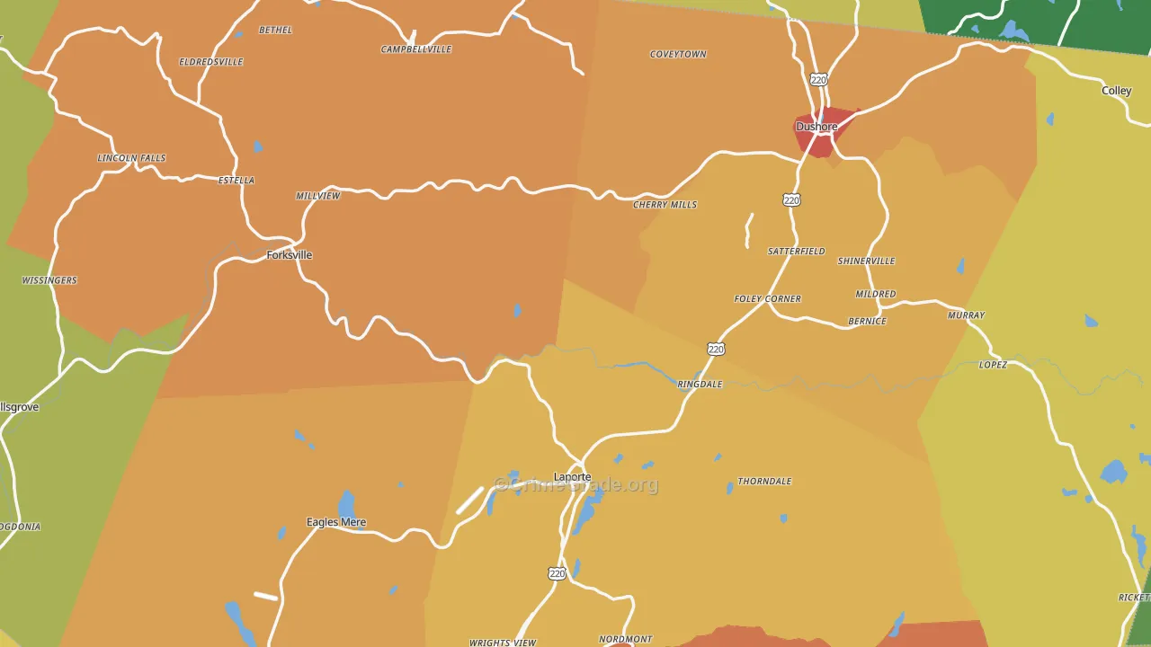 Sullivan County, PA Map of Burglary Rates