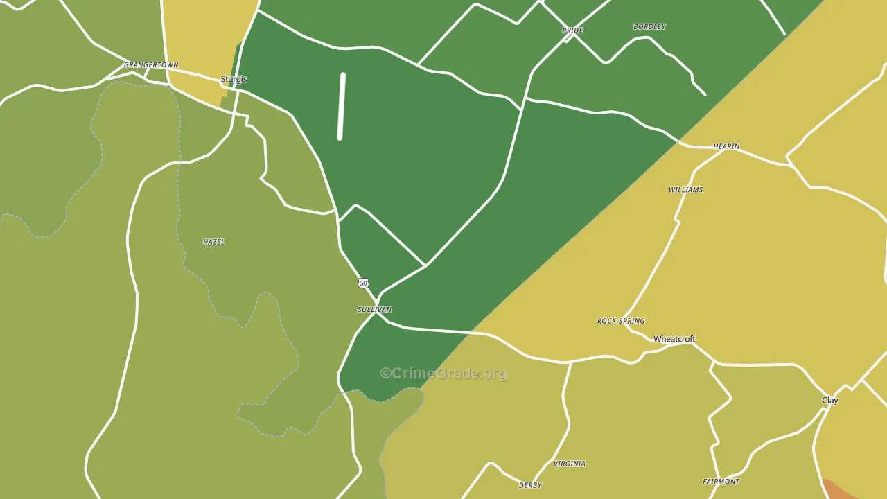 Sullivan, KY Map of Burglary Rates