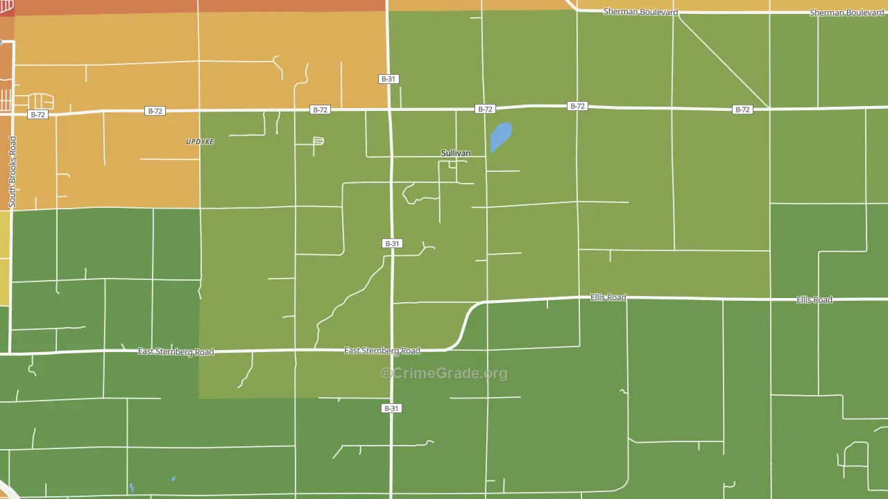 Sullivan, MI Map of Burglary Rates