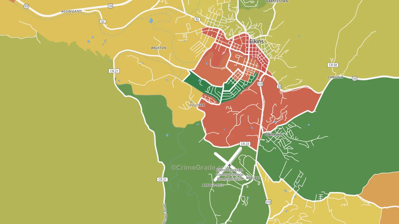 Sullivan, WV Map of Burglary Rates