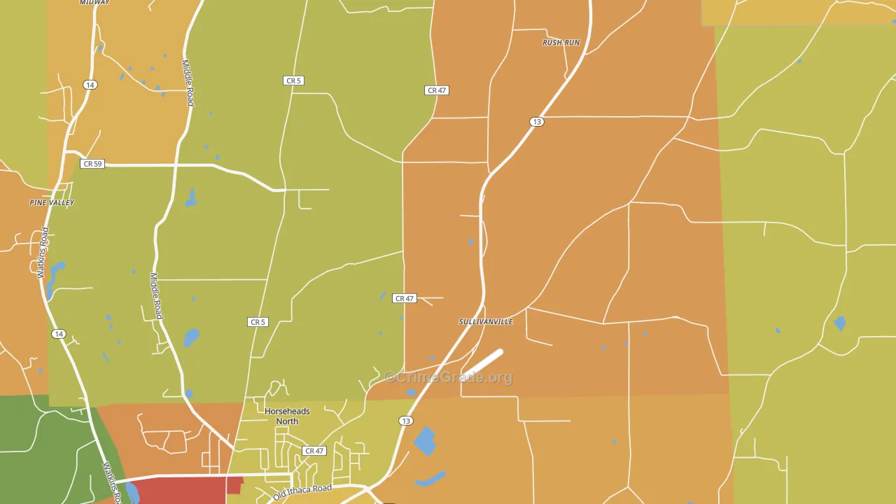 Sullivanville, NY Map of Burglary Rates
