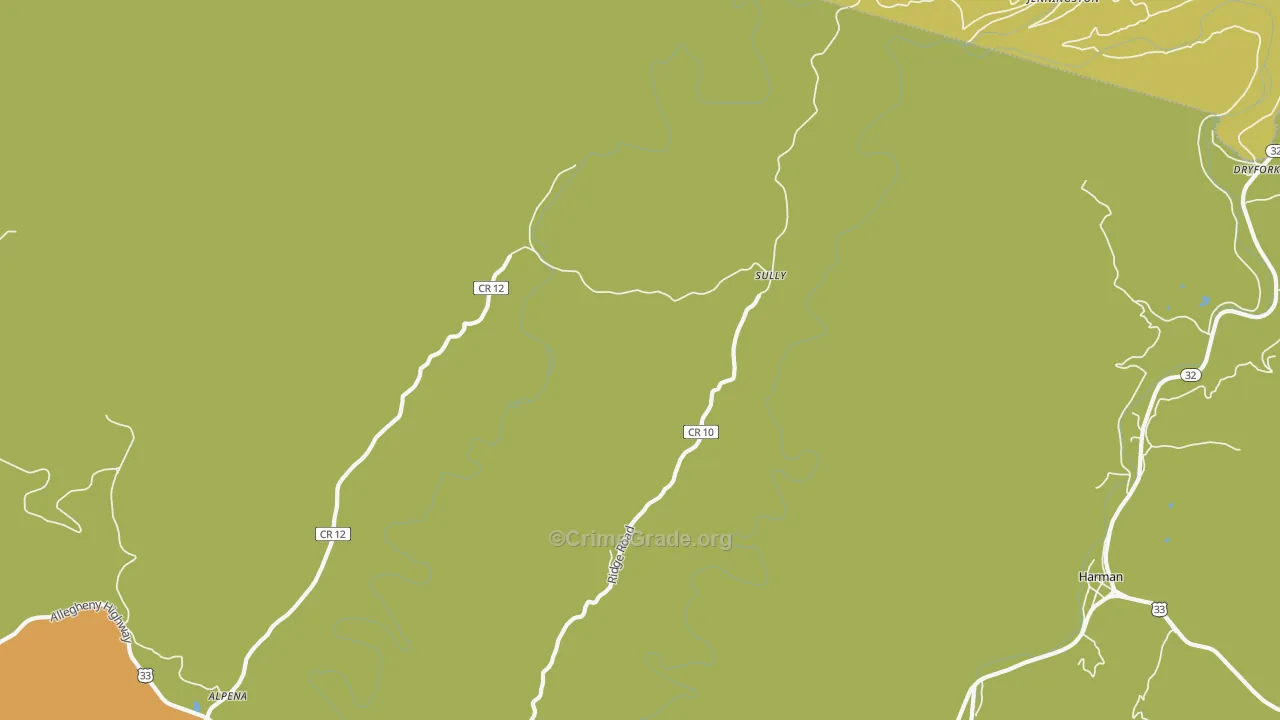 Sully, WV Map of Burglary Rates
