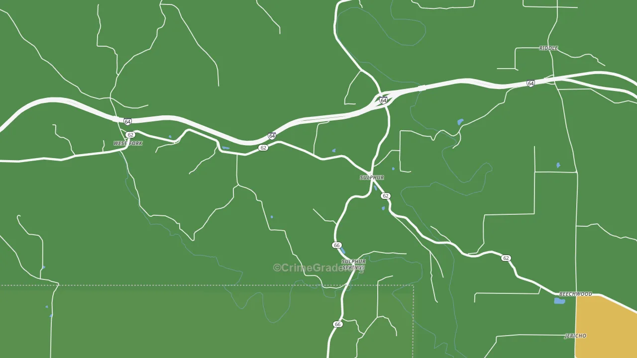 Sulphur, IN Map of Burglary Rates