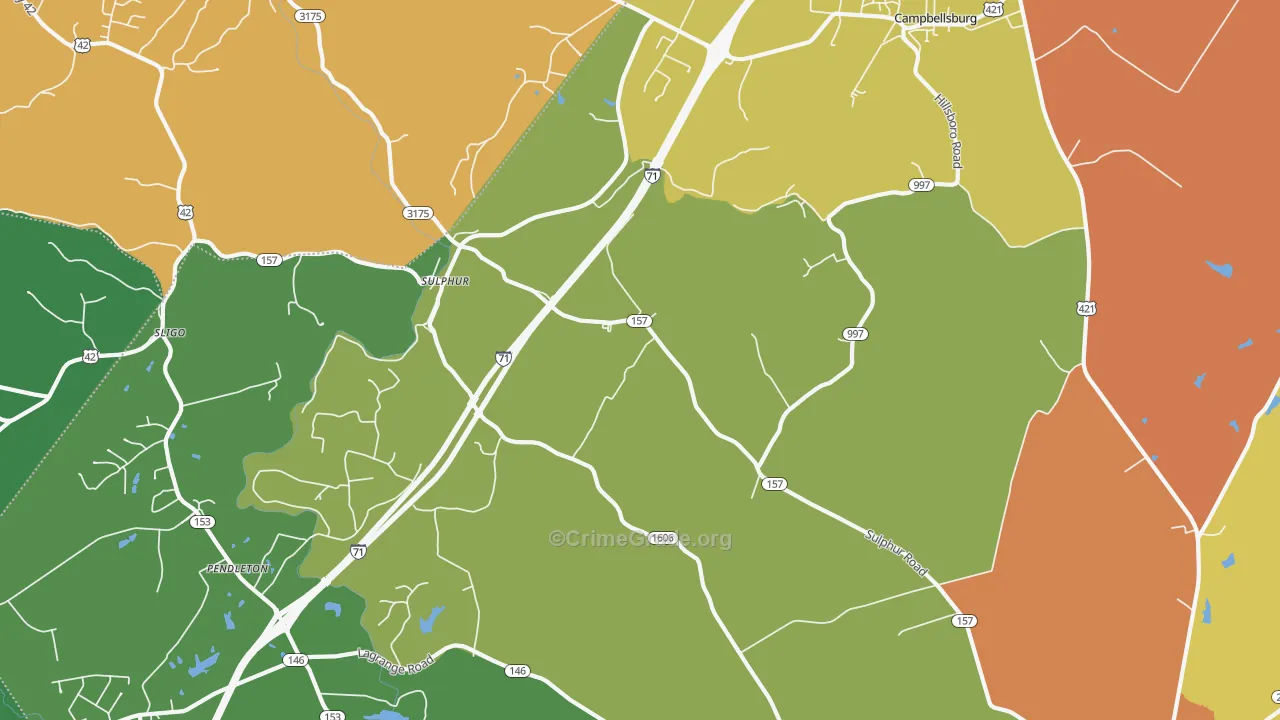 Sulphur, KY Map of Burglary Rates