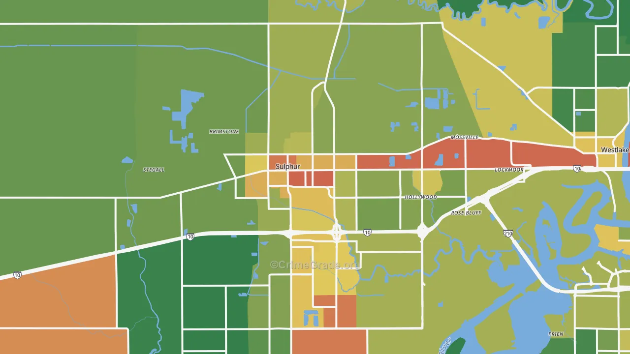 Sulphur, LA Map of Burglary Rates