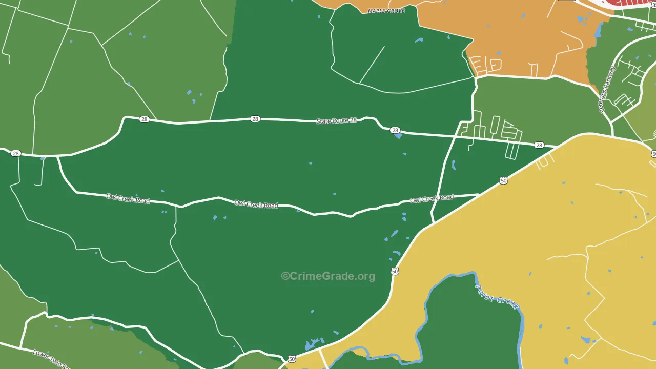 Sulphur Lick, OH Map of Burglary Rates