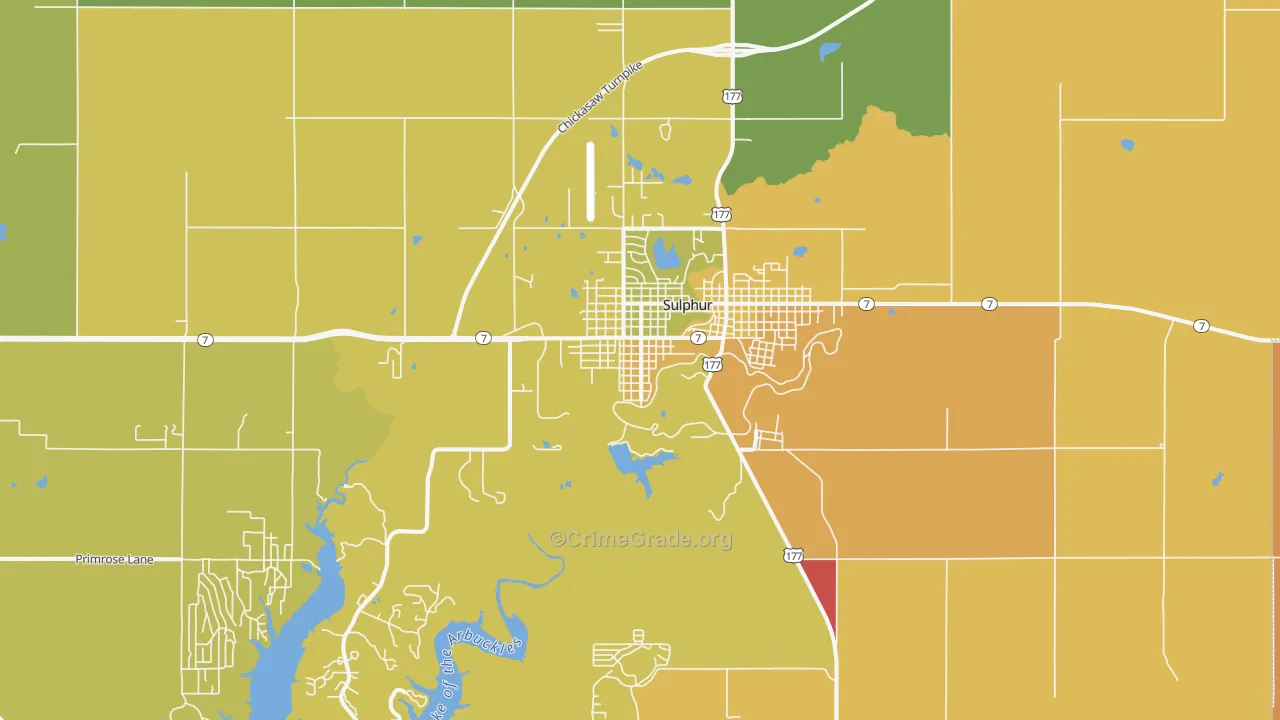 Sulphur, OK Map of Burglary Rates