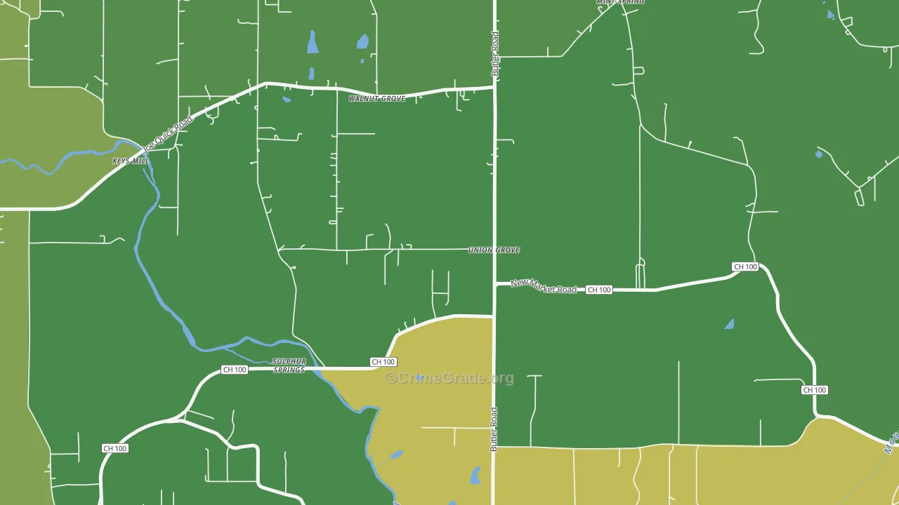 Sulphur Springs, AL Map of Burglary Rates