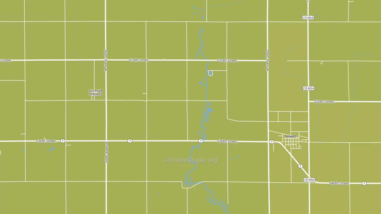 Sulphur Springs, IA Map of Burglary Rates