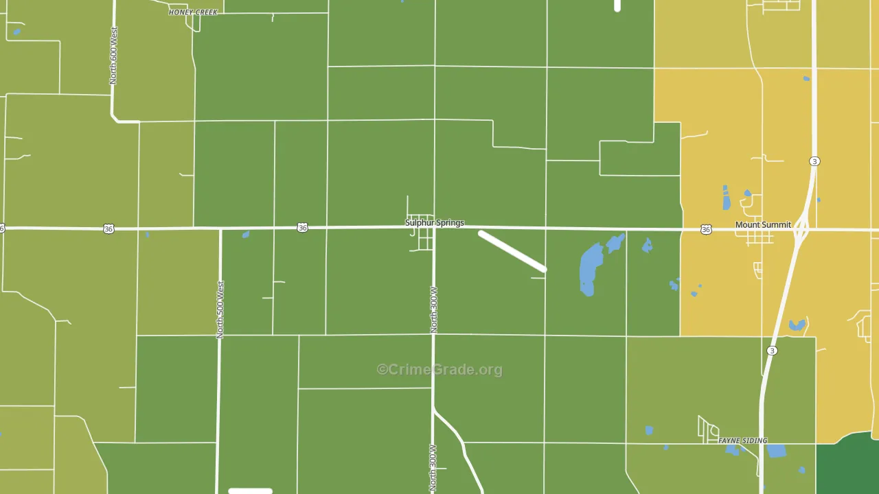 Sulphur Springs, IN Map of Burglary Rates