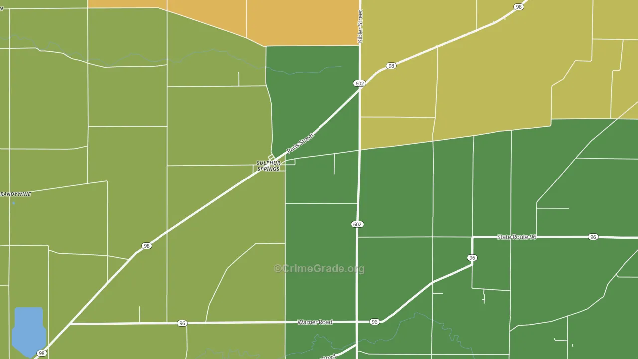 Sulphur Springs, OH Map of Burglary Rates