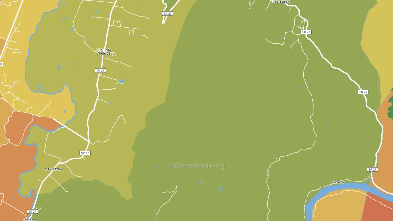 Sulphur Springs, TN Map of Burglary Rates