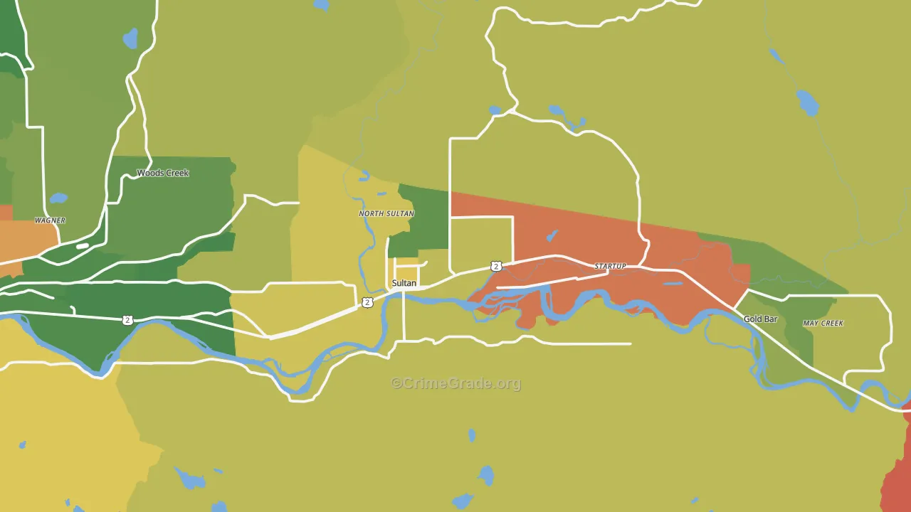 Sultan, WA Map of Burglary Rates