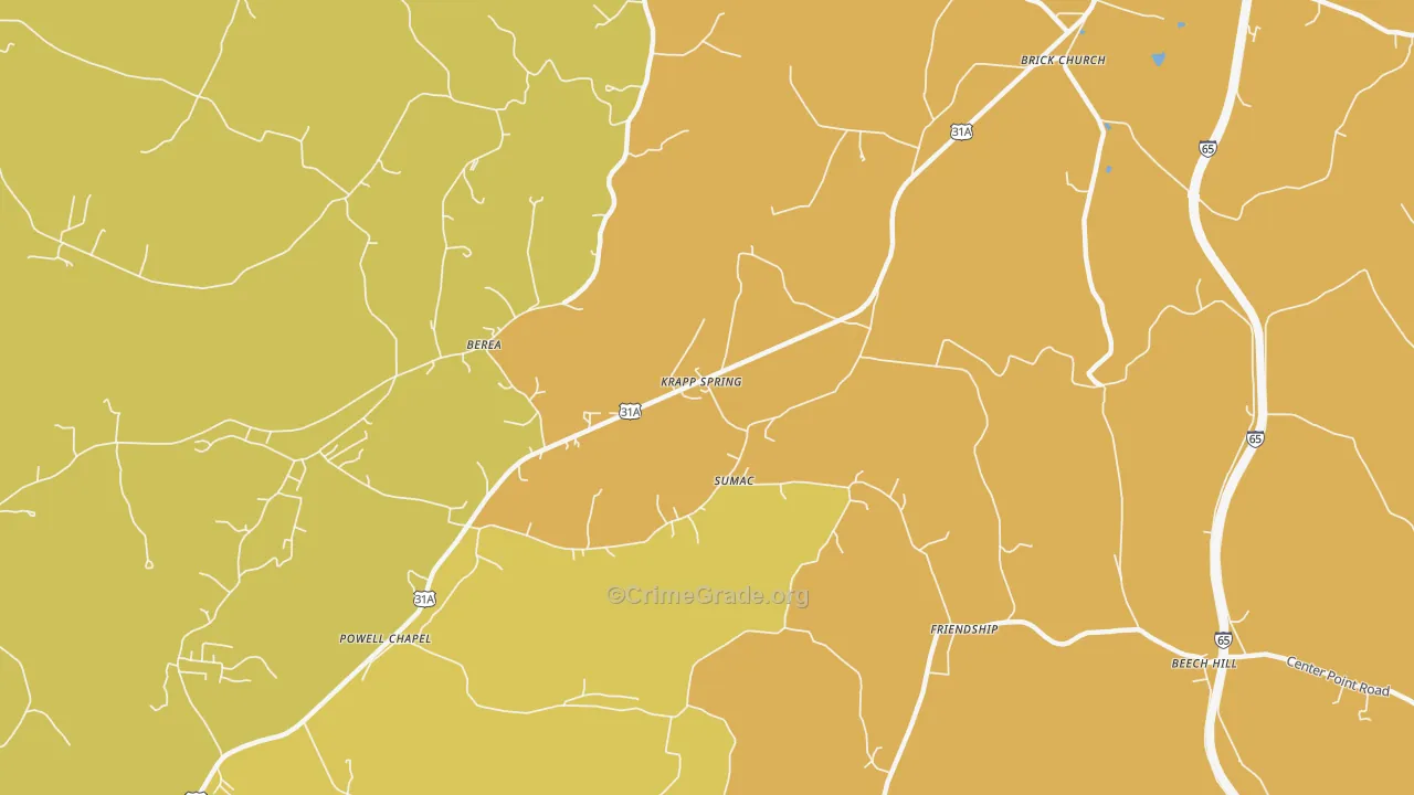 Sumac, TN Map of Burglary Rates