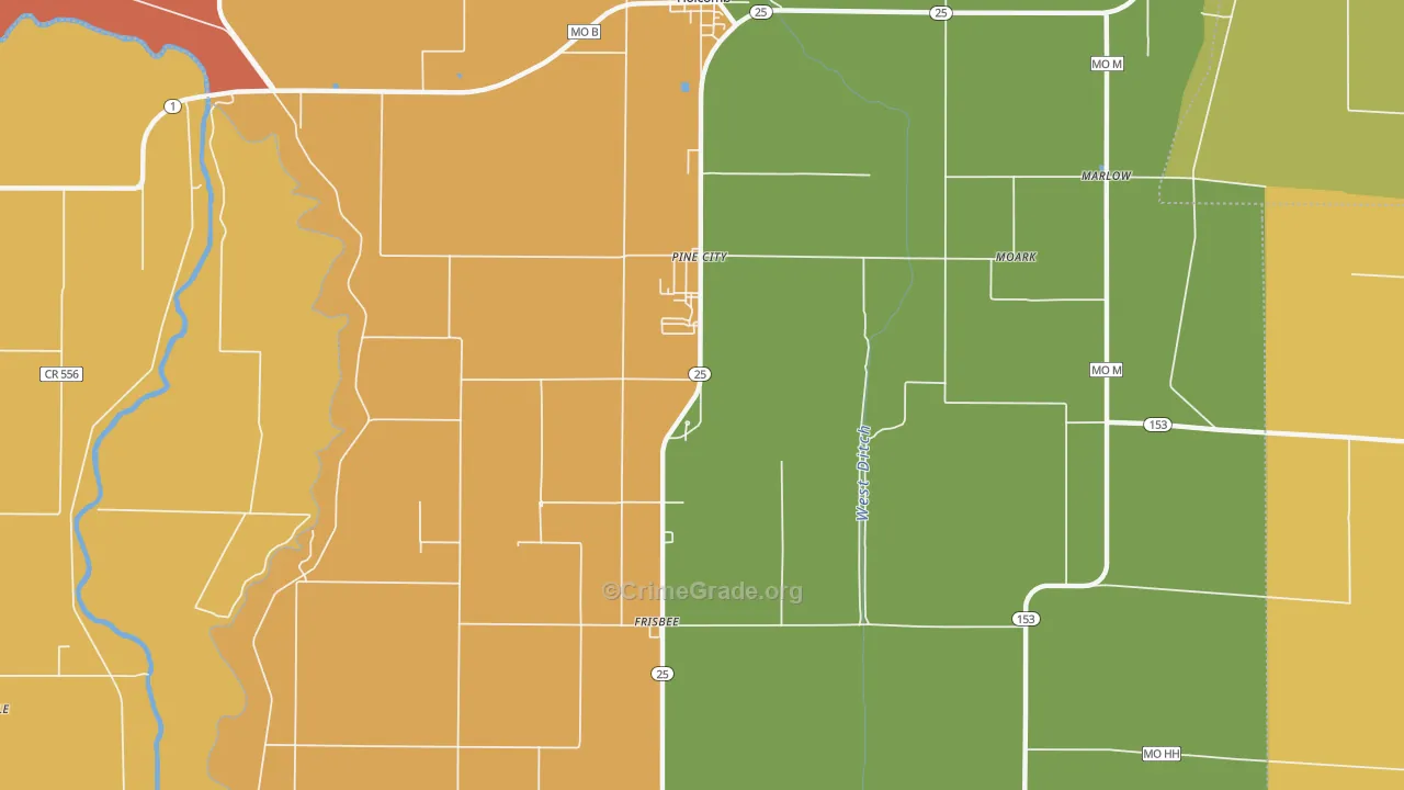 Sumach, MO Map of Burglary Rates