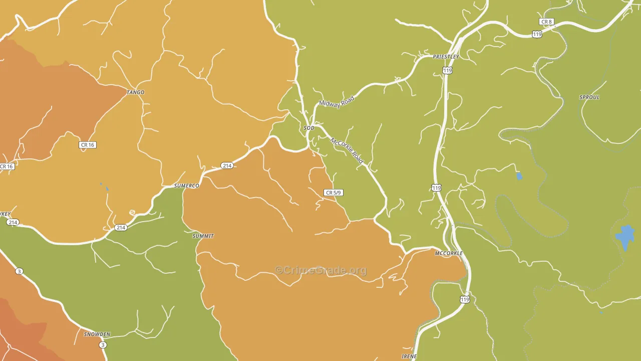 Sumerco, WV Map of Burglary Rates